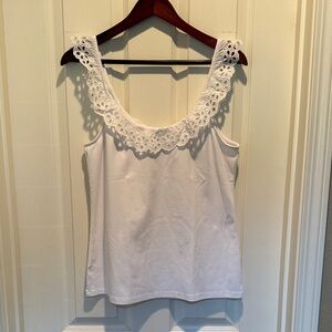 Ann Taylor White Lace Detail Tank Top